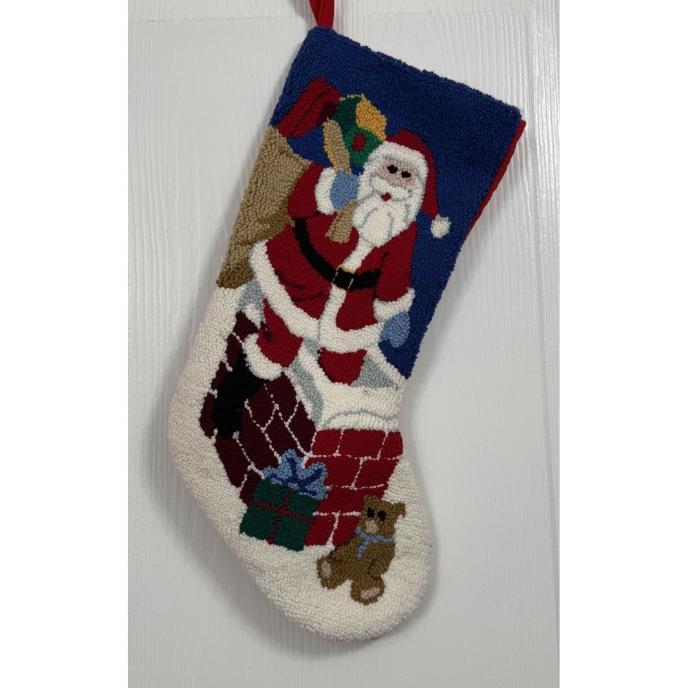 Vintage Needlepoint Christmas Stocking Christmas Victorian Santa Theme